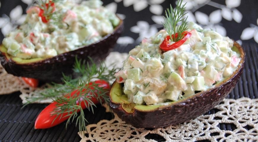 Салат с авокадо и крабовыми палочками рецепт с фото очень вкусный